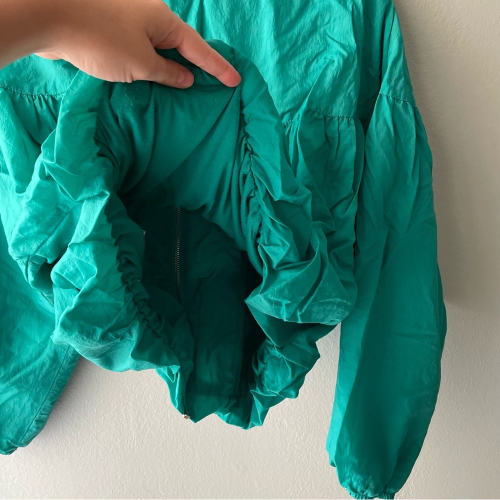 Free People | Teal Retro Zip-Up Windbreaker Bomber Jacket - Picture 9 of 11